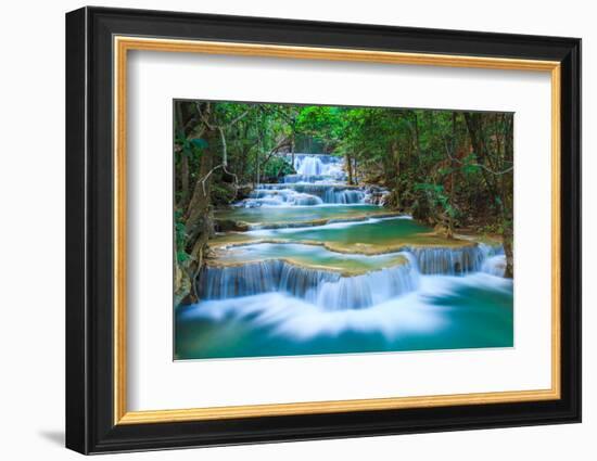 Deep Forest Waterfall in Kanchanaburi, Thailand-lkunl-Framed Photographic Print