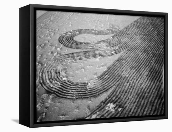 Deep Furrows Made to Prevent Drifting of Dirt on Farmland after Dust Storm in Dustbowl Area-Margaret Bourke-White-Framed Premier Image Canvas