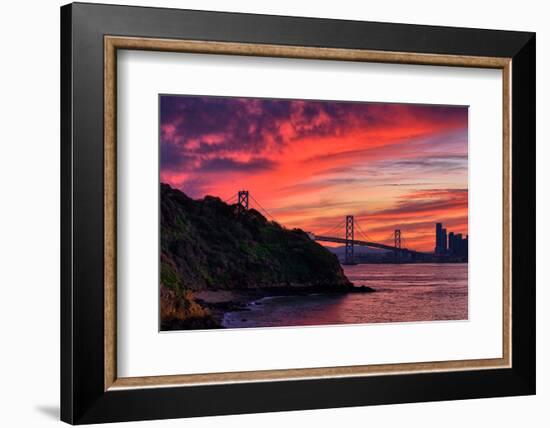 Deep Red Sunset at Treasure Island, San Francisco Bay Bridge-Vincent James-Framed Photographic Print