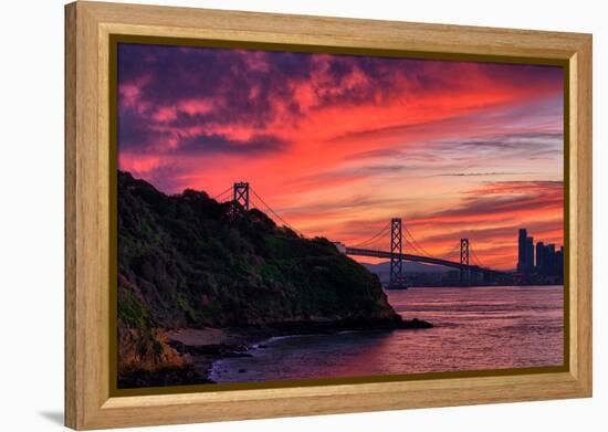 Deep Red Sunset at Treasure Island, San Francisco Bay Bridge-Vincent James-Framed Premier Image Canvas