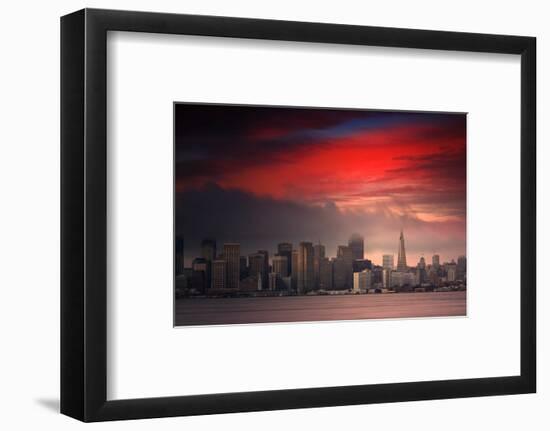 Deep Red Sunset Downtown San Francisco Bay Treasure Island-Vincent James-Framed Photographic Print