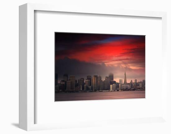 Deep Red Sunset Downtown San Francisco Bay Treasure Island-Vincent James-Framed Photographic Print