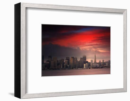 Deep Red Sunset Downtown San Francisco Bay Treasure Island-Vincent James-Framed Photographic Print