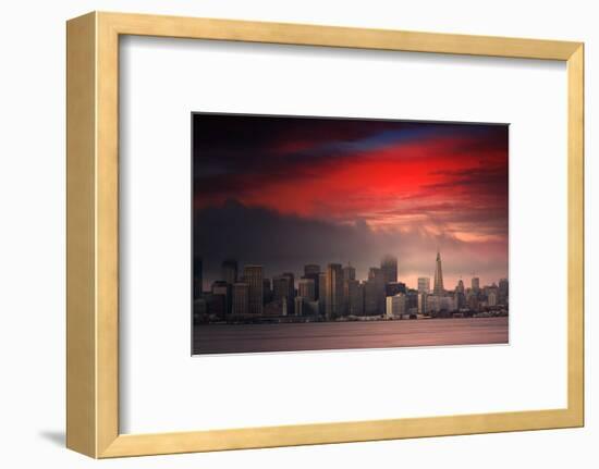 Deep Red Sunset Downtown San Francisco Bay Treasure Island-Vincent James-Framed Photographic Print