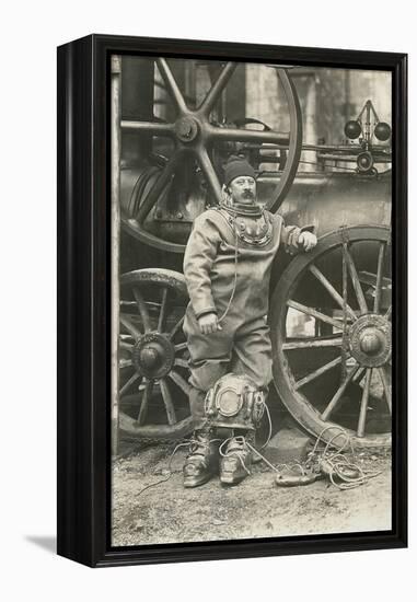 Deep Sea Diver with Giant Pump-null-Framed Stretched Canvas