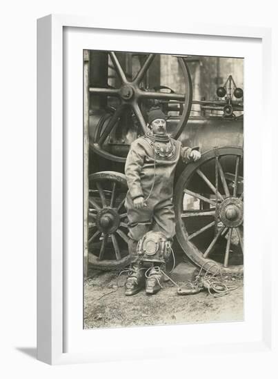 Deep Sea Diver with Giant Pump-null-Framed Art Print