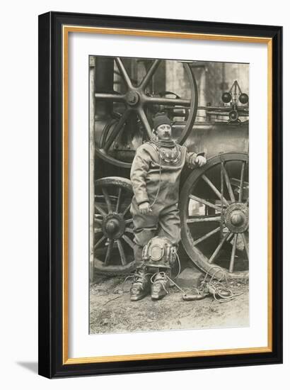 Deep Sea Diver with Giant Pump-null-Framed Art Print