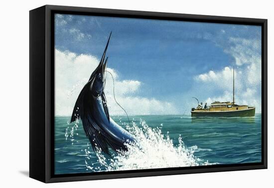 Deep-Sea Fisherman Hook a Swordfish-null-Framed Premier Image Canvas