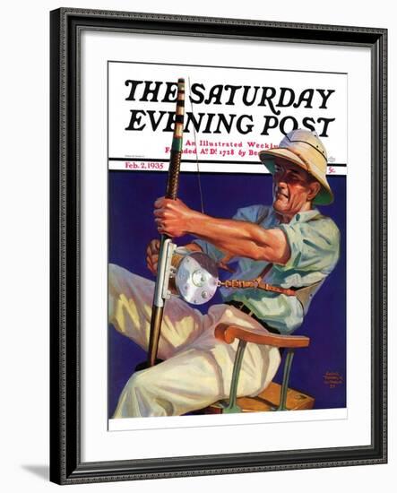 "Deep Sea Fisherman," Saturday Evening Post Cover, February 2, 1935-Edgar Franklin Wittmack-Framed Giclee Print