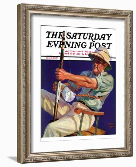 "Deep Sea Fisherman," Saturday Evening Post Cover, February 2, 1935-Edgar Franklin Wittmack-Framed Giclee Print