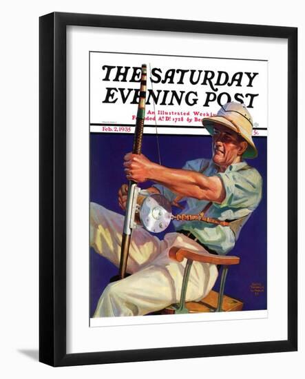 "Deep Sea Fisherman," Saturday Evening Post Cover, February 2, 1935-Edgar Franklin Wittmack-Framed Giclee Print