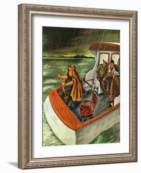 "Deep Sea Fishing in Rain," August 31, 1946-Constantin Alajalov-Framed Giclee Print