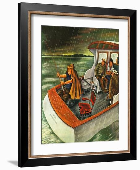 "Deep Sea Fishing in Rain," August 31, 1946-Constantin Alajalov-Framed Giclee Print