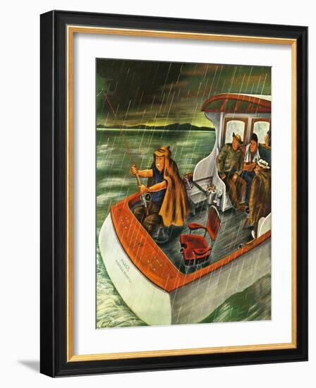 "Deep Sea Fishing in Rain," August 31, 1946-Constantin Alajalov-Framed Giclee Print