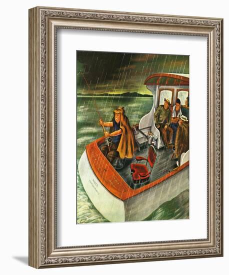 "Deep Sea Fishing in Rain," August 31, 1946-Constantin Alajalov-Framed Giclee Print