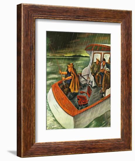 "Deep Sea Fishing in Rain," August 31, 1946-Constantin Alajalov-Framed Giclee Print