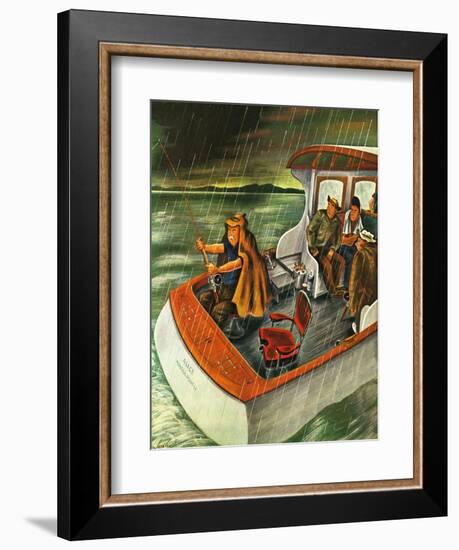 "Deep Sea Fishing in Rain," August 31, 1946-Constantin Alajalov-Framed Giclee Print