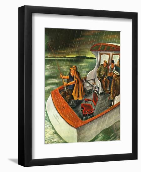 "Deep Sea Fishing in Rain," August 31, 1946-Constantin Alajalov-Framed Giclee Print