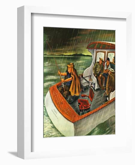 "Deep Sea Fishing in Rain," August 31, 1946-Constantin Alajalov-Framed Giclee Print
