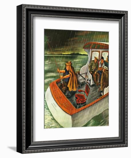 "Deep Sea Fishing in Rain," August 31, 1946-Constantin Alajalov-Framed Giclee Print