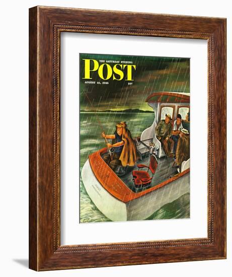 "Deep Sea Fishing in Rain," Saturday Evening Post Cover, August 31, 1946-Constantin Alajalov-Framed Giclee Print