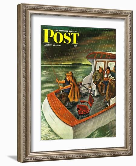 "Deep Sea Fishing in Rain," Saturday Evening Post Cover, August 31, 1946-Constantin Alajalov-Framed Giclee Print