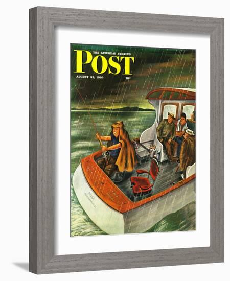 "Deep Sea Fishing in Rain," Saturday Evening Post Cover, August 31, 1946-Constantin Alajalov-Framed Giclee Print