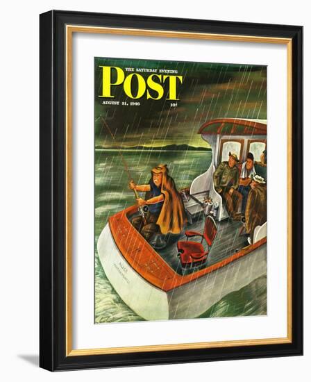 "Deep Sea Fishing in Rain," Saturday Evening Post Cover, August 31, 1946-Constantin Alajalov-Framed Giclee Print