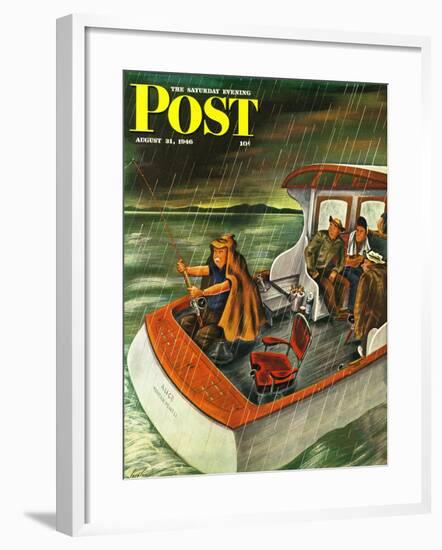 "Deep Sea Fishing in Rain," Saturday Evening Post Cover, August 31, 1946-Constantin Alajalov-Framed Giclee Print