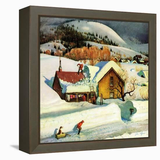 "Deep Snow Fall", January 23, 1954-John Clymer-Framed Premier Image Canvas