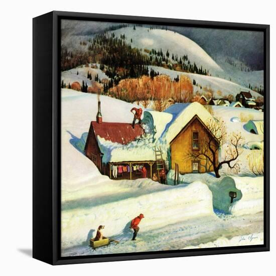 "Deep Snow Fall", January 23, 1954-John Clymer-Framed Premier Image Canvas