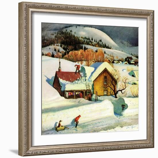 "Deep Snow Fall", January 23, 1954-John Clymer-Framed Giclee Print