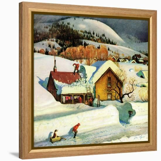 "Deep Snow Fall", January 23, 1954-John Clymer-Framed Premier Image Canvas