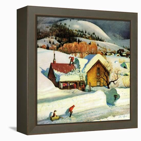 "Deep Snow Fall", January 23, 1954-John Clymer-Framed Premier Image Canvas