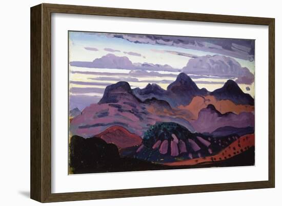 Deep Twilight, Pyrenees, C.1912-13 (Oil on Panel)-James Dickson Innes-Framed Giclee Print