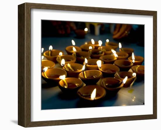 Deepak Lights (Oil and Cotton Wick Candles) Lit to Celebrate the Diwali Festival, India-Annie Owen-Framed Photographic Print