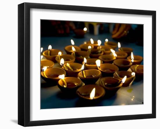 Deepak Lights (Oil and Cotton Wick Candles) Lit to Celebrate the Diwali Festival, India-Annie Owen-Framed Photographic Print