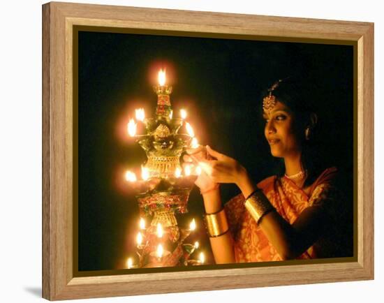 Deepawali Lamps-null-Framed Premier Image Canvas