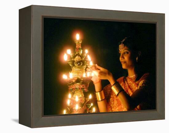 Deepawali Lamps-null-Framed Premier Image Canvas