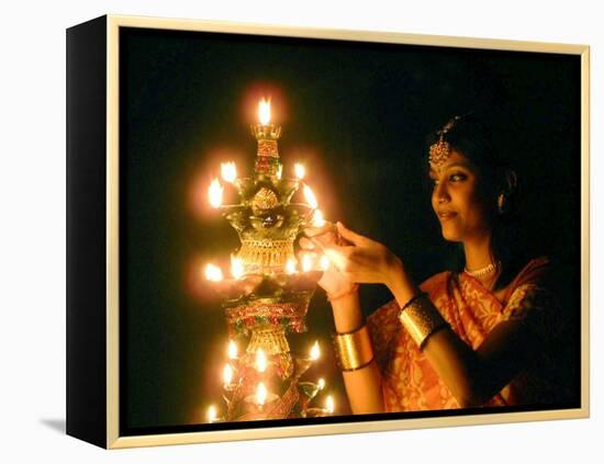 Deepawali Lamps-null-Framed Premier Image Canvas