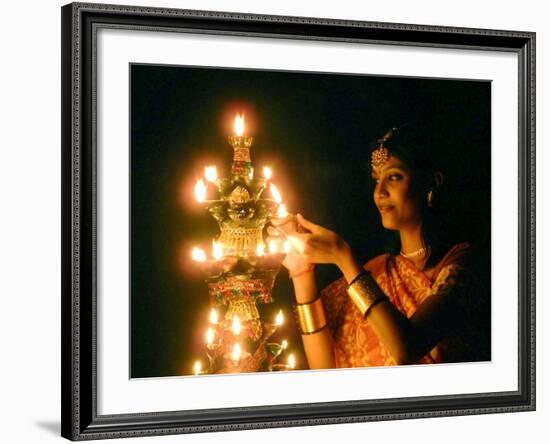 Deepawali Lamps-null-Framed Photographic Print