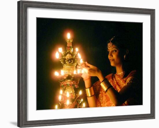 Deepawali Lamps-null-Framed Photographic Print