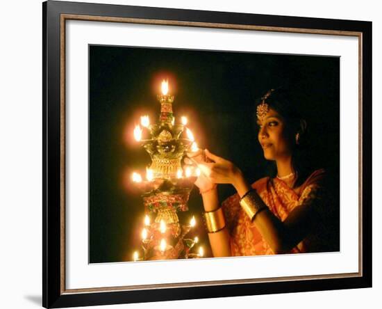 Deepawali Lamps-null-Framed Photographic Print