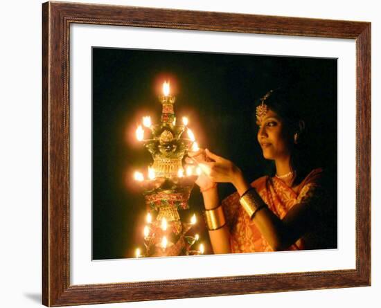 Deepawali Lamps-null-Framed Photographic Print