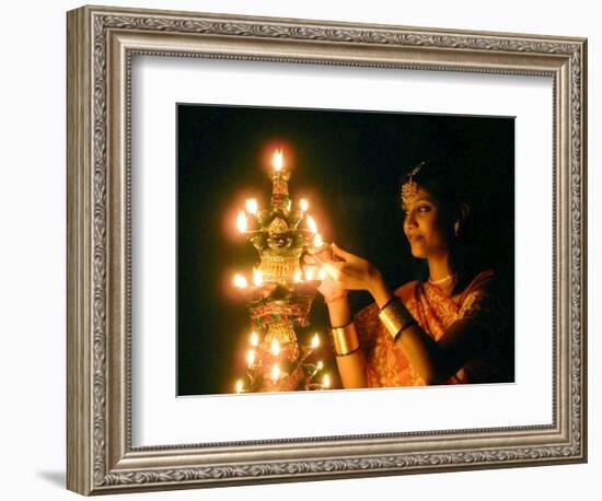 Deepawali Lamps-null-Framed Photographic Print