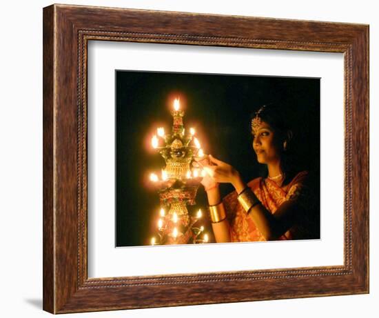 Deepawali Lamps-null-Framed Photographic Print