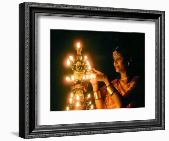 Deepawali Lamps-null-Framed Photographic Print