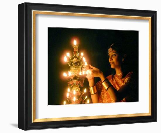 Deepawali Lamps-null-Framed Photographic Print