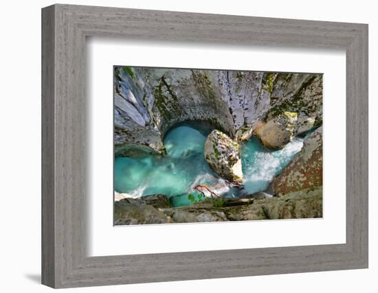 Deeply Cut into the Rock Stream of Soca, Slovenia-Stefan Sassenrath-Framed Photographic Print