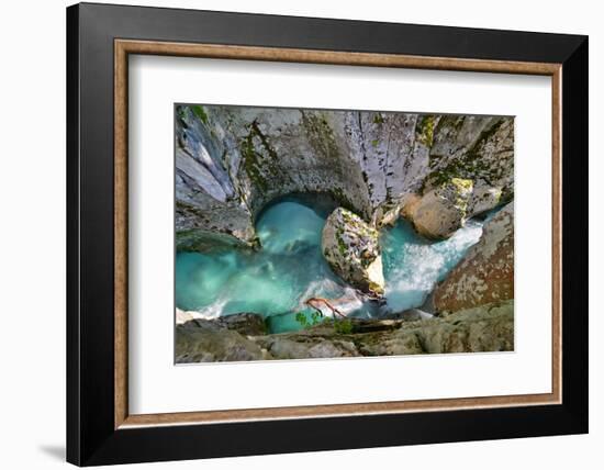 Deeply Cut into the Rock Stream of Soca, Slovenia-Stefan Sassenrath-Framed Photographic Print